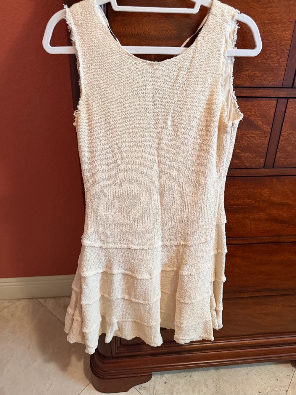 Cream Chanel Looking Tiered Dress from Zara NWT